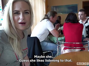 Czech beauty indulges in a steamy work break with a guy who knows his job, leading to a satisfying finish.