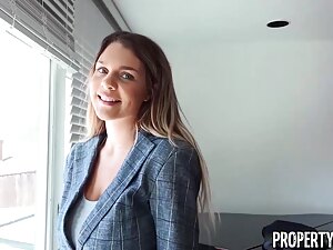 Gabbie gives a mind-blowing blowjob to a well-endowed man on a table, caught unexpectedly in the middle of a call.
